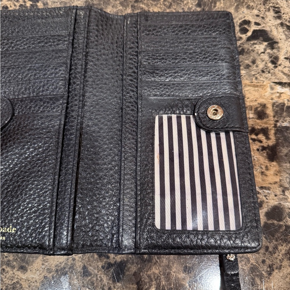 Kate Spade Staci Slim Bifold Wallet in Black Pebbled Leather - Picture 8 of 13